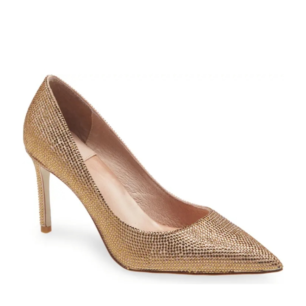 Jeffrey Campbell | Nikia Rhinestone Pointed Toe Pump in Natural Size 9.5